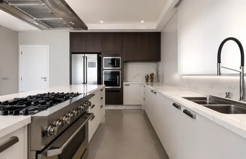 Cozinha em Neoltih - Ambientes - cozinha com bancada em lâmina porcelânica Neolith, como o Neolith Calacatta